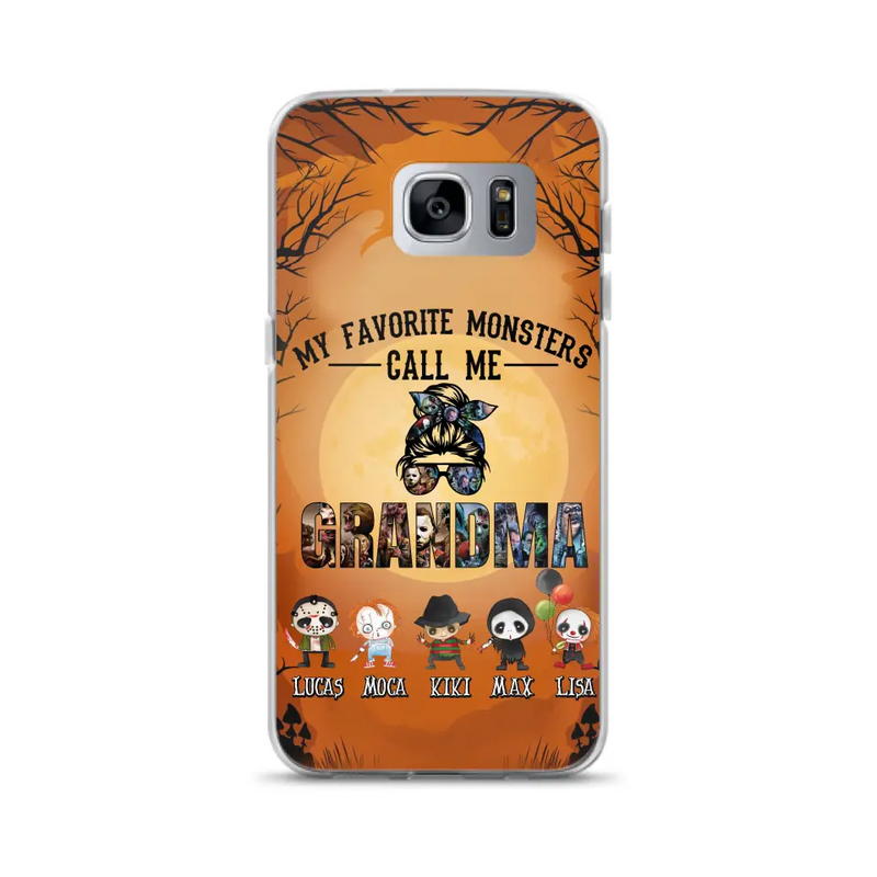 Personalized Halloween Phone Case - Halloween Gift Idea for Halloween - Up to 5 Characters - My Favorite Monsters Call Me Grandma - Case For iPhone/Samsung