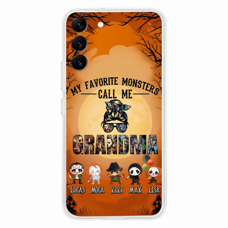 Personalized Halloween Phone Case - Halloween Gift Idea for Halloween - Up to 5 Characters - My Favorite Monsters Call Me Grandma - Case For iPhone/Samsung