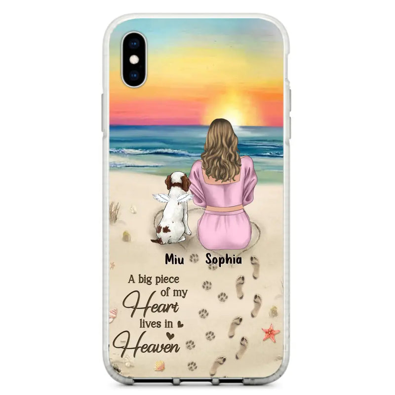 Personalized Memorial Dog Mom Phone Case - Up to 3 Dogs - Memorial Gift Idea for Dog Owners - A Big Piece Of My Heart Lives In Heaven - Case for iPhone/Samsung