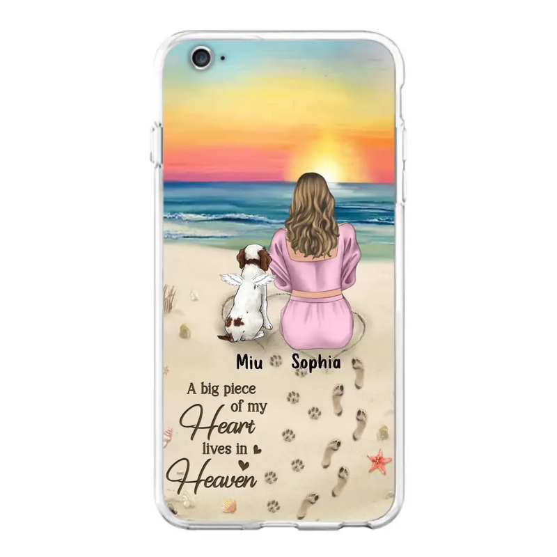 Personalized Memorial Dog Mom Phone Case - Up to 3 Dogs - Memorial Gift Idea for Dog Owners - A Big Piece Of My Heart Lives In Heaven - Case for iPhone/Samsung