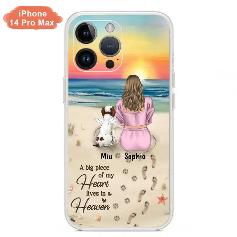 Personalized Memorial Dog Mom Phone Case - Up to 3 Dogs - Memorial Gift Idea for Dog Owners - A Big Piece Of My Heart Lives In Heaven - Case for iPhone/Samsung
