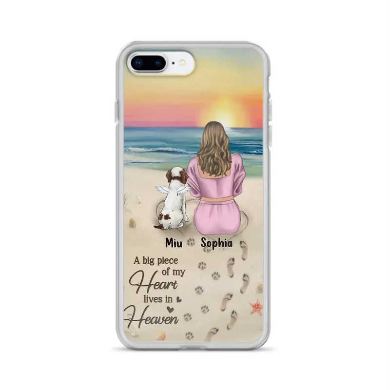 Personalized Memorial Dog Mom Phone Case - Up to 3 Dogs - Memorial Gift Idea for Dog Owners - A Big Piece Of My Heart Lives In Heaven - Case for iPhone/Samsung