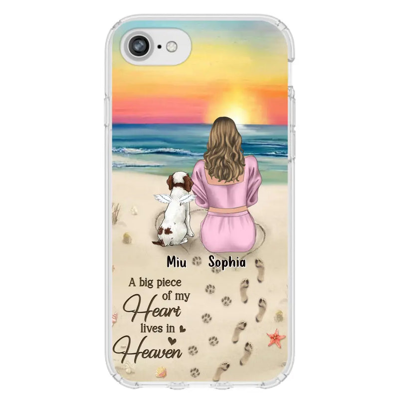 Personalized Memorial Dog Mom Phone Case - Up to 3 Dogs - Memorial Gift Idea for Dog Owners - A Big Piece Of My Heart Lives In Heaven - Case for iPhone/Samsung
