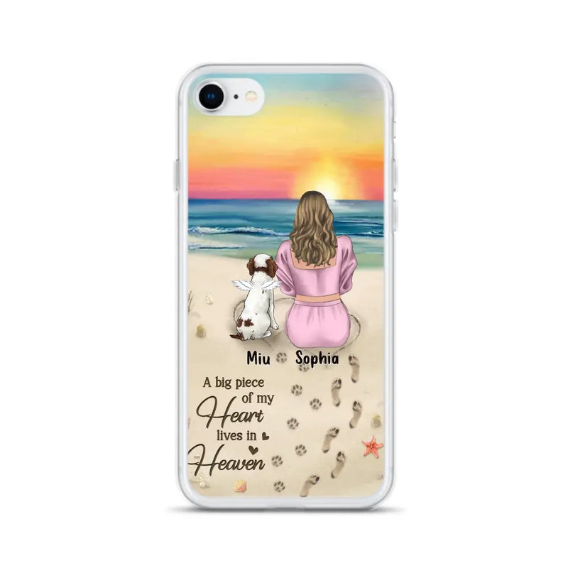 Personalized Memorial Dog Mom Phone Case - Up to 3 Dogs - Memorial Gift Idea for Dog Owners - A Big Piece Of My Heart Lives In Heaven - Case for iPhone/Samsung