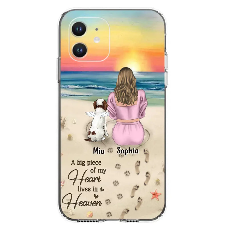 Personalized Memorial Dog Mom Phone Case - Up to 3 Dogs - Memorial Gift Idea for Dog Owners - A Big Piece Of My Heart Lives In Heaven - Case for iPhone/Samsung