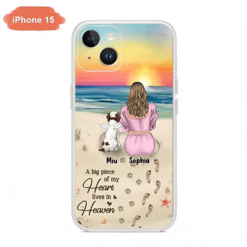 Personalized Memorial Dog Mom Phone Case - Up to 3 Dogs - Memorial Gift Idea for Dog Owners - A Big Piece Of My Heart Lives In Heaven - Case for iPhone/Samsung