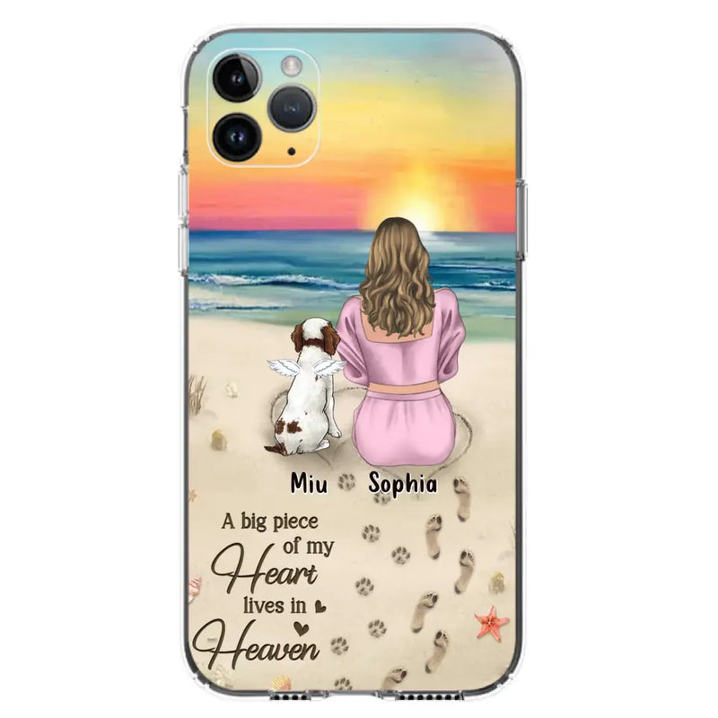 Personalized Memorial Dog Mom Phone Case - Up to 3 Dogs - Memorial Gift Idea for Dog Owners - A Big Piece Of My Heart Lives In Heaven - Case for iPhone/Samsung