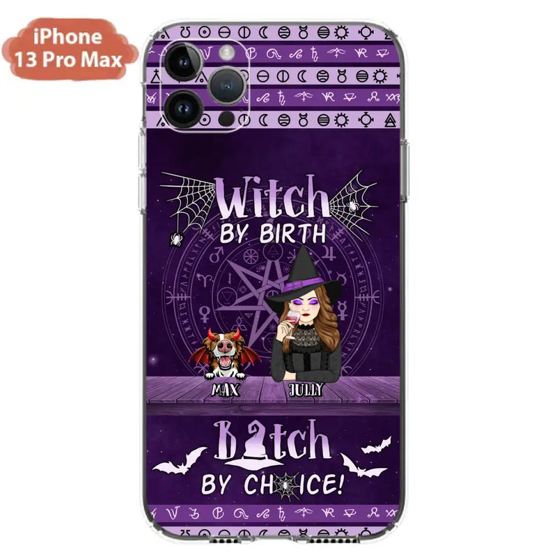 Personalized Witch Phone Case - Halloween Gift Idea for Witch Lovers/Pet Lovers - Up to 3 Dogs/Cats - Witch By Birth - Case For iPhone/Samsung