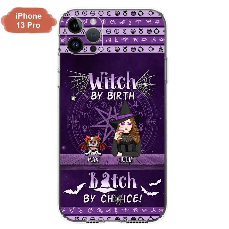 Personalized Witch Phone Case - Halloween Gift Idea for Witch Lovers/Pet Lovers - Up to 3 Dogs/Cats - Witch By Birth - Case For iPhone/Samsung