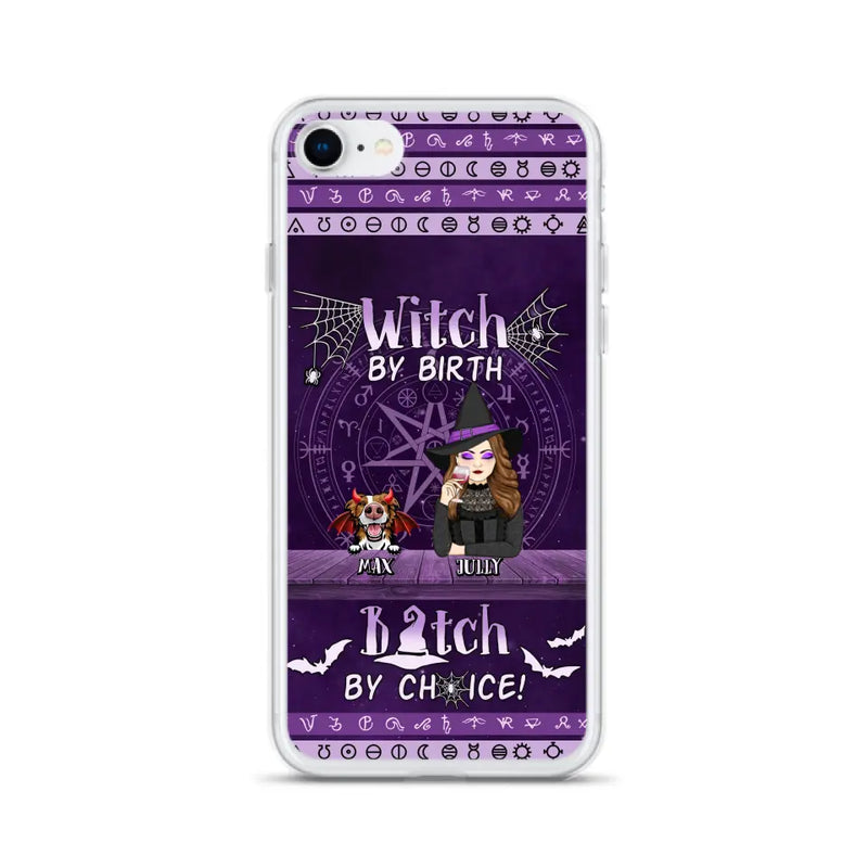 Personalized Witch Phone Case - Halloween Gift Idea for Witch Lovers/Pet Lovers - Up to 3 Dogs/Cats - Witch By Birth - Case For iPhone/Samsung