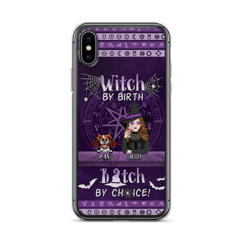 Personalized Witch Phone Case - Halloween Gift Idea for Witch Lovers/Pet Lovers - Up to 3 Dogs/Cats - Witch By Birth - Case For iPhone/Samsung