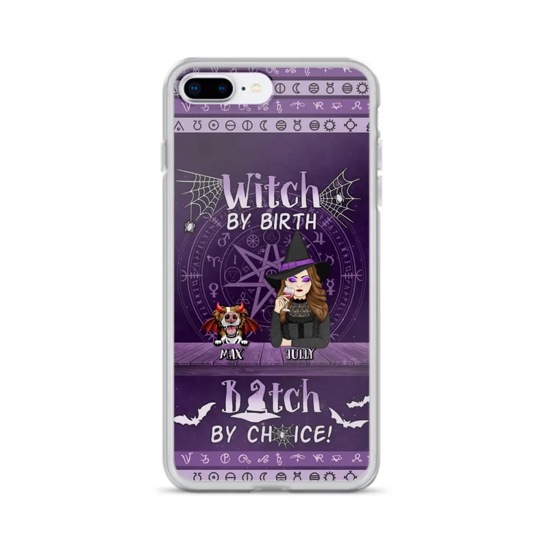 Personalized Witch Phone Case - Halloween Gift Idea for Witch Lovers/Pet Lovers - Up to 3 Dogs/Cats - Witch By Birth - Case For iPhone/Samsung
