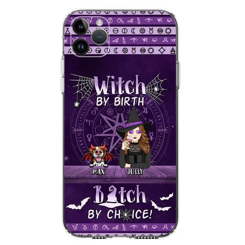 Personalized Witch Phone Case - Halloween Gift Idea for Witch Lovers/Pet Lovers - Up to 3 Dogs/Cats - Witch By Birth - Case For iPhone/Samsung