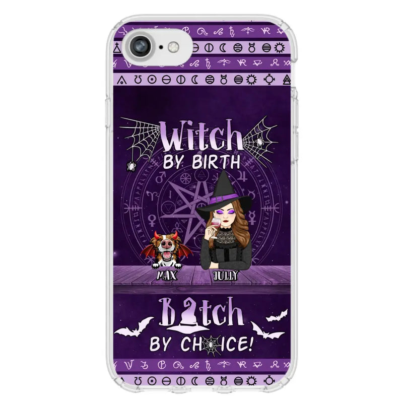 Personalized Witch Phone Case - Halloween Gift Idea for Witch Lovers/Pet Lovers - Up to 3 Dogs/Cats - Witch By Birth - Case For iPhone/Samsung
