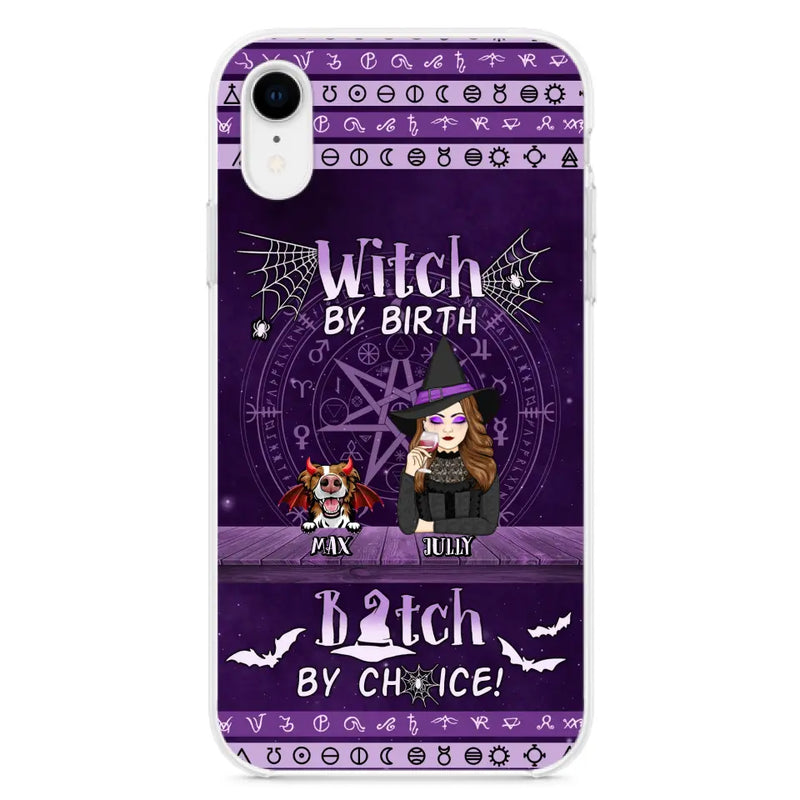 Personalized Witch Phone Case - Halloween Gift Idea for Witch Lovers/Pet Lovers - Up to 3 Dogs/Cats - Witch By Birth - Case For iPhone/Samsung