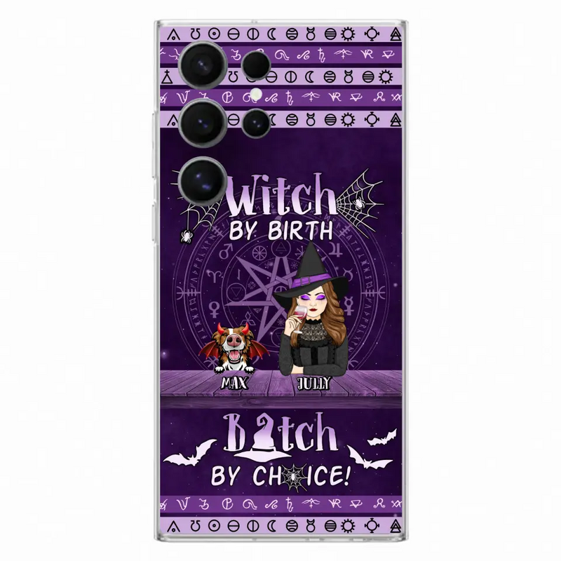 Personalized Witch Phone Case - Halloween Gift Idea for Witch Lovers/Pet Lovers - Up to 3 Dogs/Cats - Witch By Birth - Case For iPhone/Samsung
