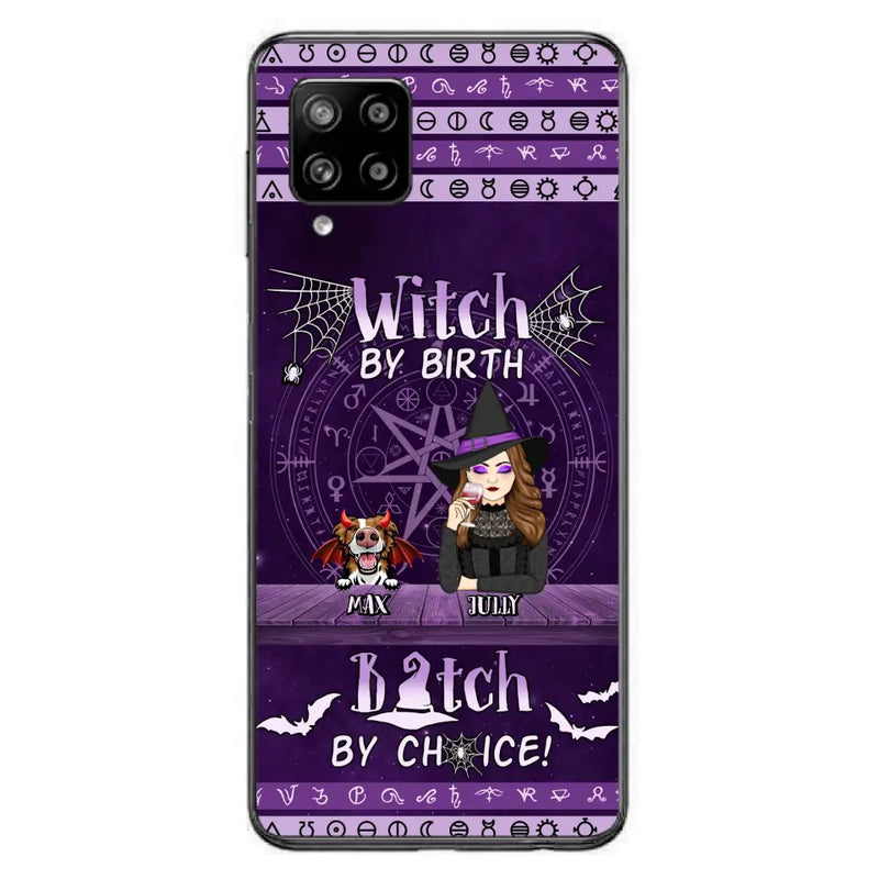 Personalized Witch Phone Case - Halloween Gift Idea for Witch Lovers/Pet Lovers - Up to 3 Dogs/Cats - Witch By Birth - Case For iPhone/Samsung