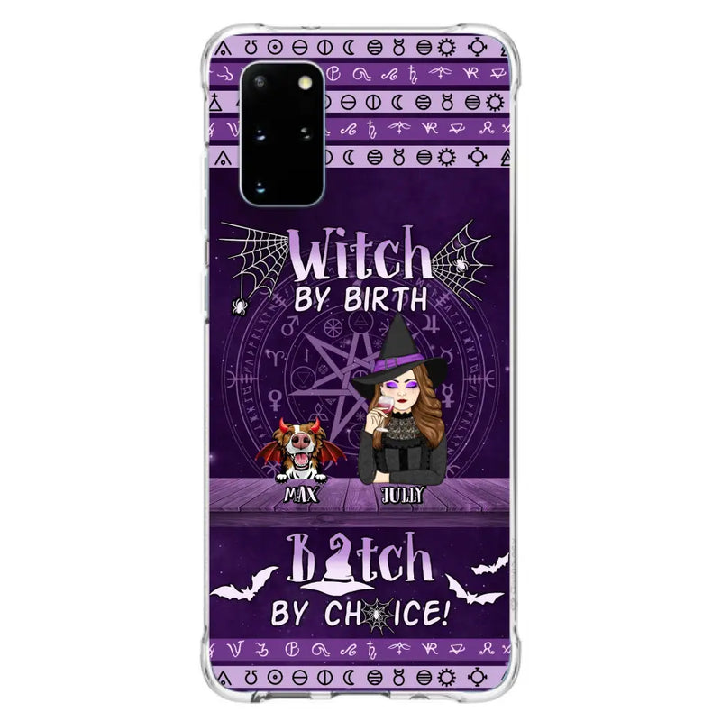 Personalized Witch Phone Case - Halloween Gift Idea for Witch Lovers/Pet Lovers - Up to 3 Dogs/Cats - Witch By Birth - Case For iPhone/Samsung