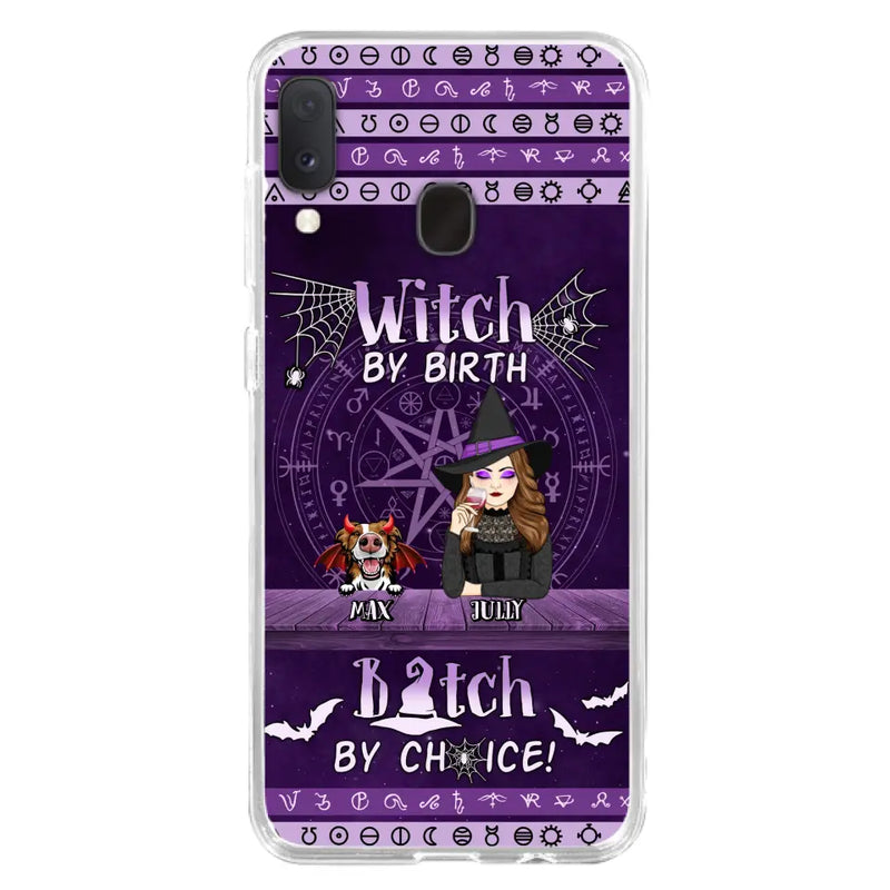 Personalized Witch Phone Case - Halloween Gift Idea for Witch Lovers/Pet Lovers - Up to 3 Dogs/Cats - Witch By Birth - Case For iPhone/Samsung