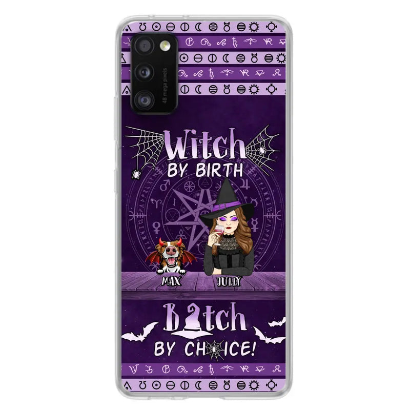 Personalized Witch Phone Case - Halloween Gift Idea for Witch Lovers/Pet Lovers - Up to 3 Dogs/Cats - Witch By Birth - Case For iPhone/Samsung
