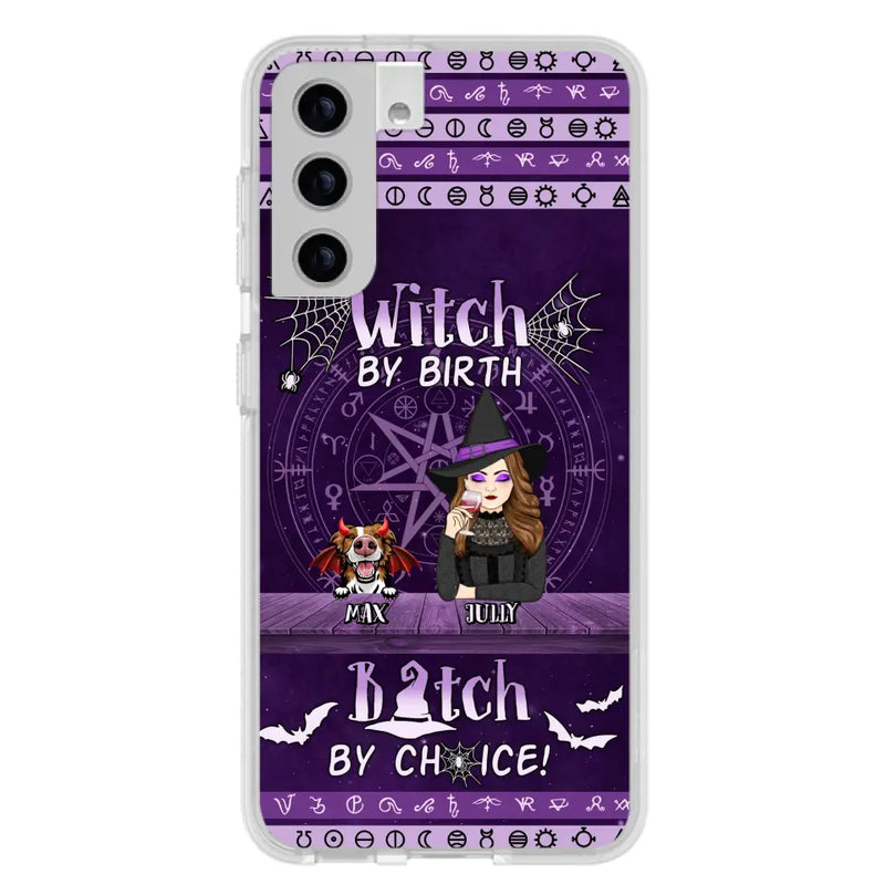 Personalized Witch Phone Case - Halloween Gift Idea for Witch Lovers/Pet Lovers - Up to 3 Dogs/Cats - Witch By Birth - Case For iPhone/Samsung