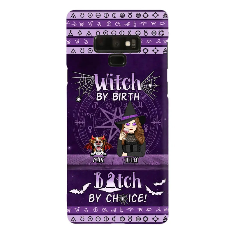 Personalized Witch Phone Case - Halloween Gift Idea for Witch Lovers/Pet Lovers - Up to 3 Dogs/Cats - Witch By Birth - Case For iPhone/Samsung