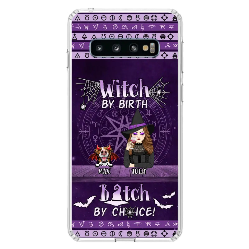 Personalized Witch Phone Case - Halloween Gift Idea for Witch Lovers/Pet Lovers - Up to 3 Dogs/Cats - Witch By Birth - Case For iPhone/Samsung