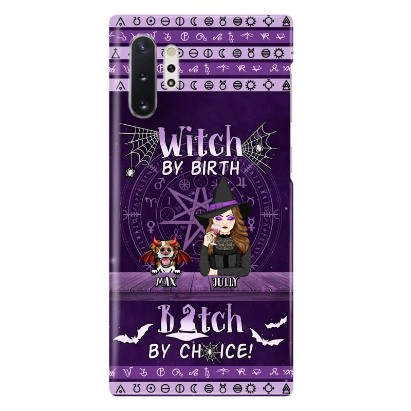 Personalized Witch Phone Case - Halloween Gift Idea for Witch Lovers/Pet Lovers - Up to 3 Dogs/Cats - Witch By Birth - Case For iPhone/Samsung