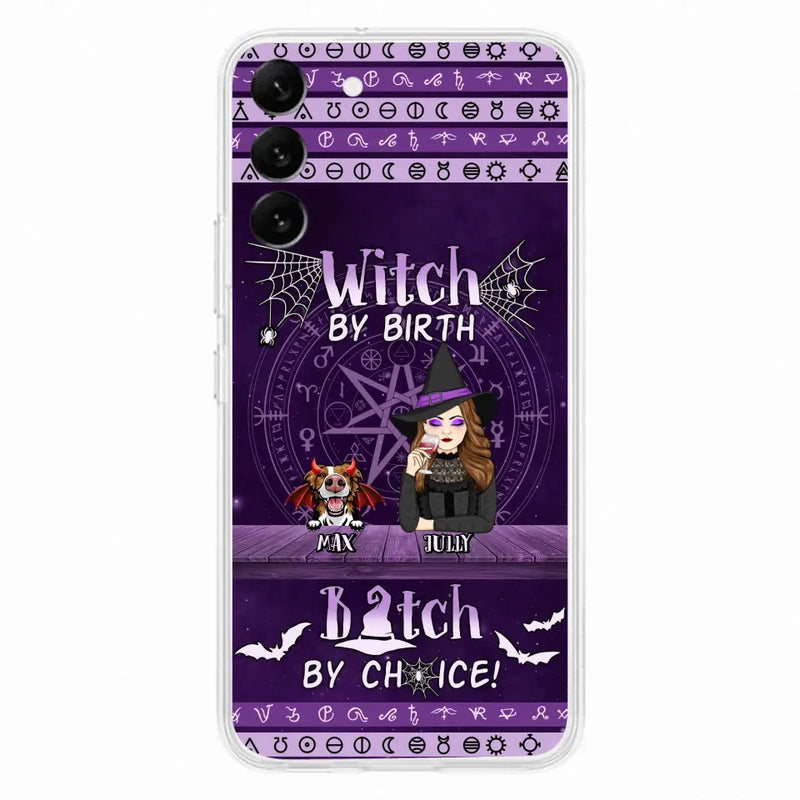 Personalized Witch Phone Case - Halloween Gift Idea for Witch Lovers/Pet Lovers - Up to 3 Dogs/Cats - Witch By Birth - Case For iPhone/Samsung