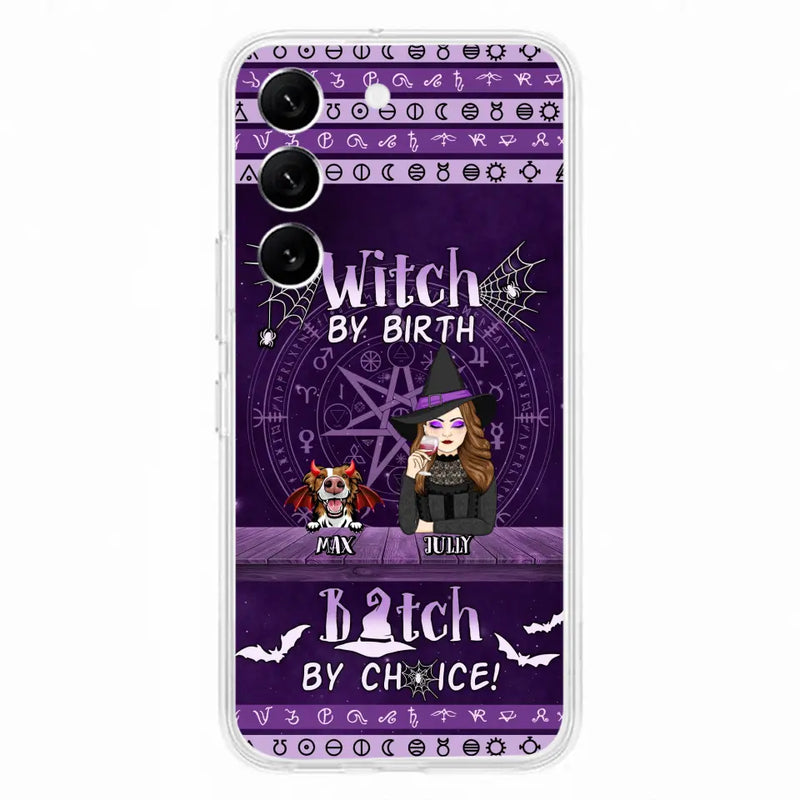 Personalized Witch Phone Case - Halloween Gift Idea for Witch Lovers/Pet Lovers - Up to 3 Dogs/Cats - Witch By Birth - Case For iPhone/Samsung