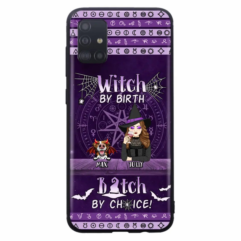 Personalized Witch Phone Case - Halloween Gift Idea for Witch Lovers/Pet Lovers - Up to 3 Dogs/Cats - Witch By Birth - Case For iPhone/Samsung