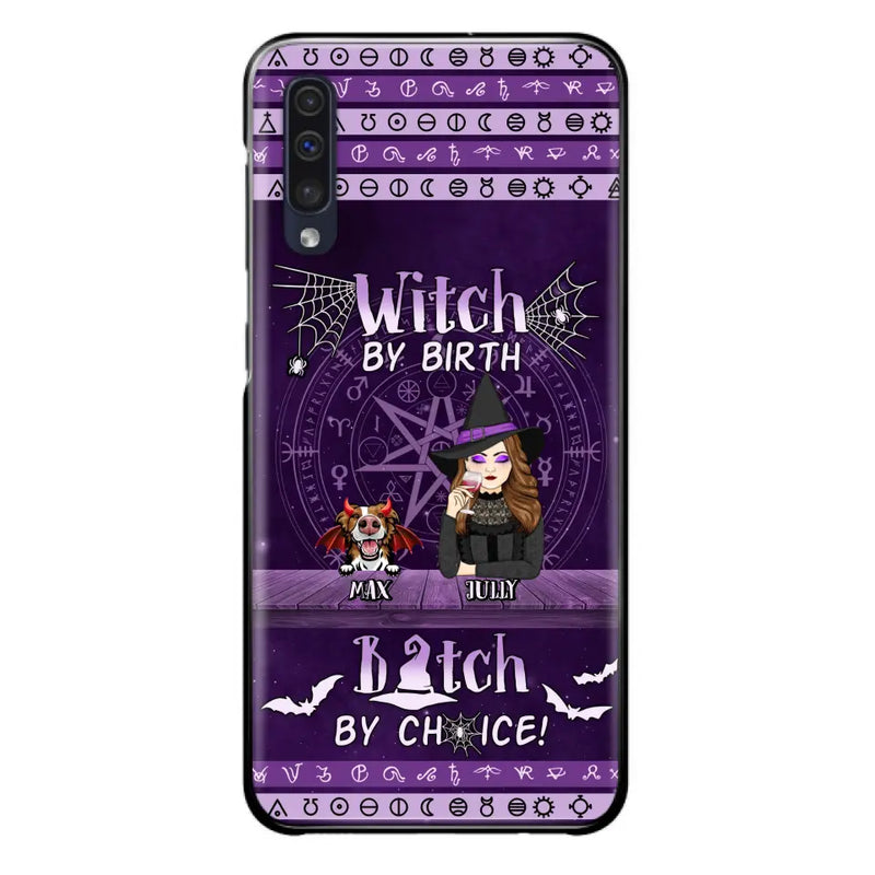 Personalized Witch Phone Case - Halloween Gift Idea for Witch Lovers/Pet Lovers - Up to 3 Dogs/Cats - Witch By Birth - Case For iPhone/Samsung