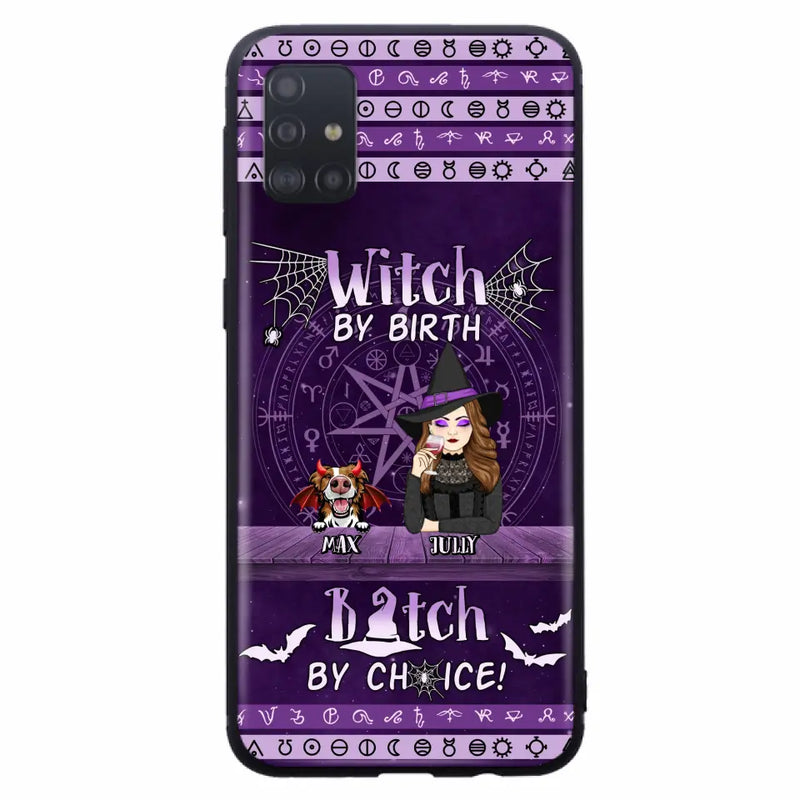 Personalized Witch Phone Case - Halloween Gift Idea for Witch Lovers/Pet Lovers - Up to 3 Dogs/Cats - Witch By Birth - Case For iPhone/Samsung
