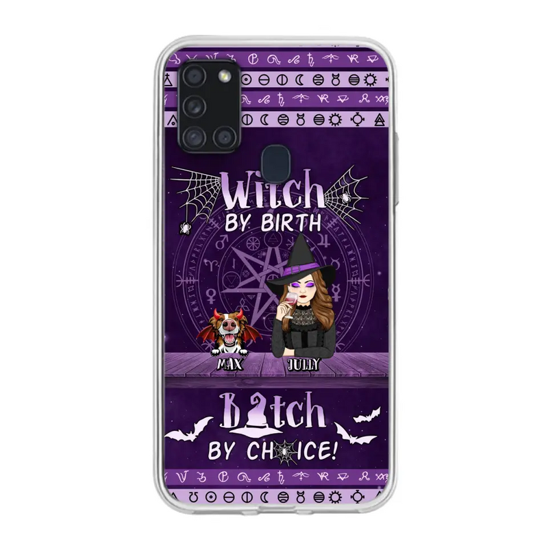 Personalized Witch Phone Case - Halloween Gift Idea for Witch Lovers/Pet Lovers - Up to 3 Dogs/Cats - Witch By Birth - Case For iPhone/Samsung