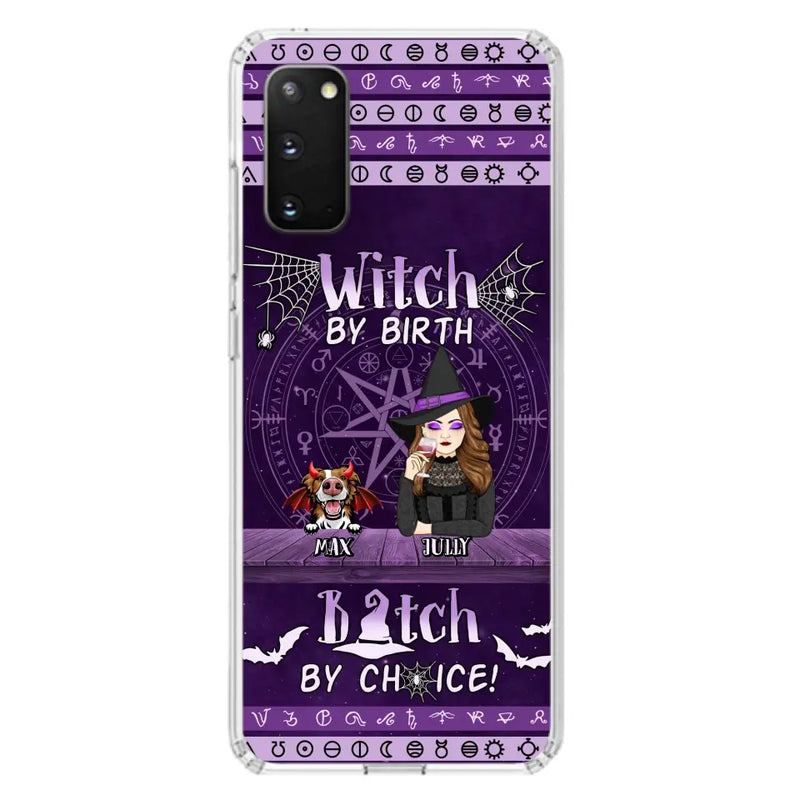 Personalized Witch Phone Case - Halloween Gift Idea for Witch Lovers/Pet Lovers - Up to 3 Dogs/Cats - Witch By Birth - Case For iPhone/Samsung