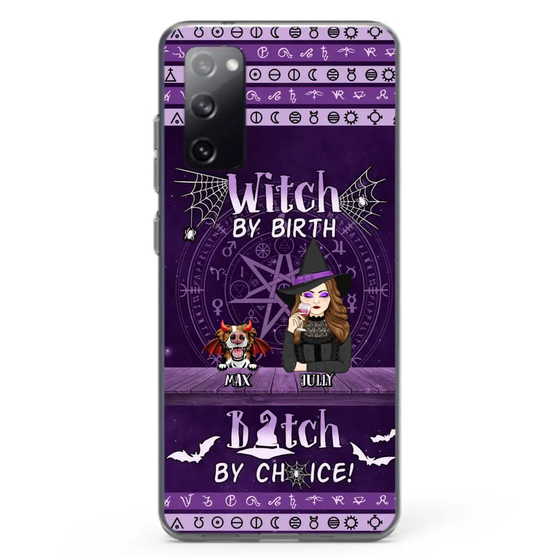 Personalized Witch Phone Case - Halloween Gift Idea for Witch Lovers/Pet Lovers - Up to 3 Dogs/Cats - Witch By Birth - Case For iPhone/Samsung