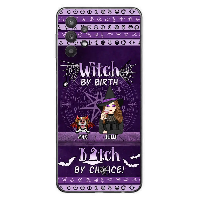 Personalized Witch Phone Case - Halloween Gift Idea for Witch Lovers/Pet Lovers - Up to 3 Dogs/Cats - Witch By Birth - Case For iPhone/Samsung