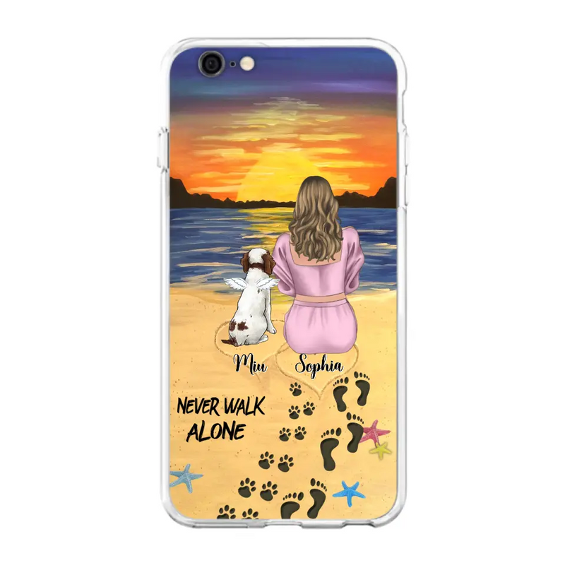 Personalized Memorial Dog Mom Phone Case - Up to 3 Dogs - Memorial Gift Idea for Dog Owners - Never Walk Alone - Case for iPhone/Samsung