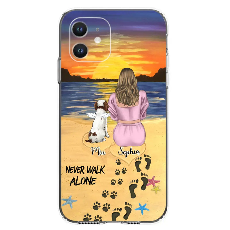 Personalized Memorial Dog Mom Phone Case - Up to 3 Dogs - Memorial Gift Idea for Dog Owners - Never Walk Alone - Case for iPhone/Samsung