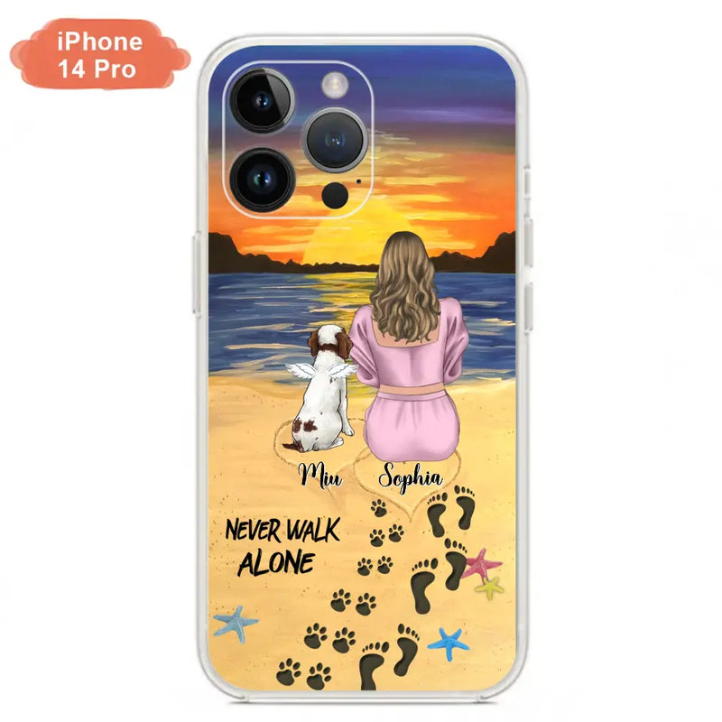 Personalized Memorial Dog Mom Phone Case - Up to 3 Dogs - Memorial Gift Idea for Dog Owners - Never Walk Alone - Case for iPhone/Samsung