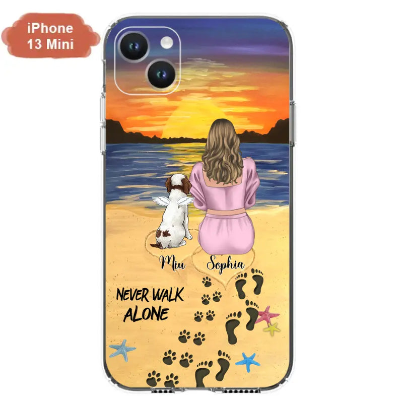 Personalized Memorial Dog Mom Phone Case - Up to 3 Dogs - Memorial Gift Idea for Dog Owners - Never Walk Alone - Case for iPhone/Samsung