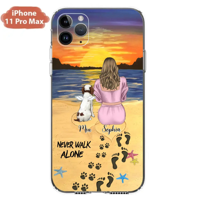 Personalized Memorial Dog Mom Phone Case - Up to 3 Dogs - Memorial Gift Idea for Dog Owners - Never Walk Alone - Case for iPhone/Samsung