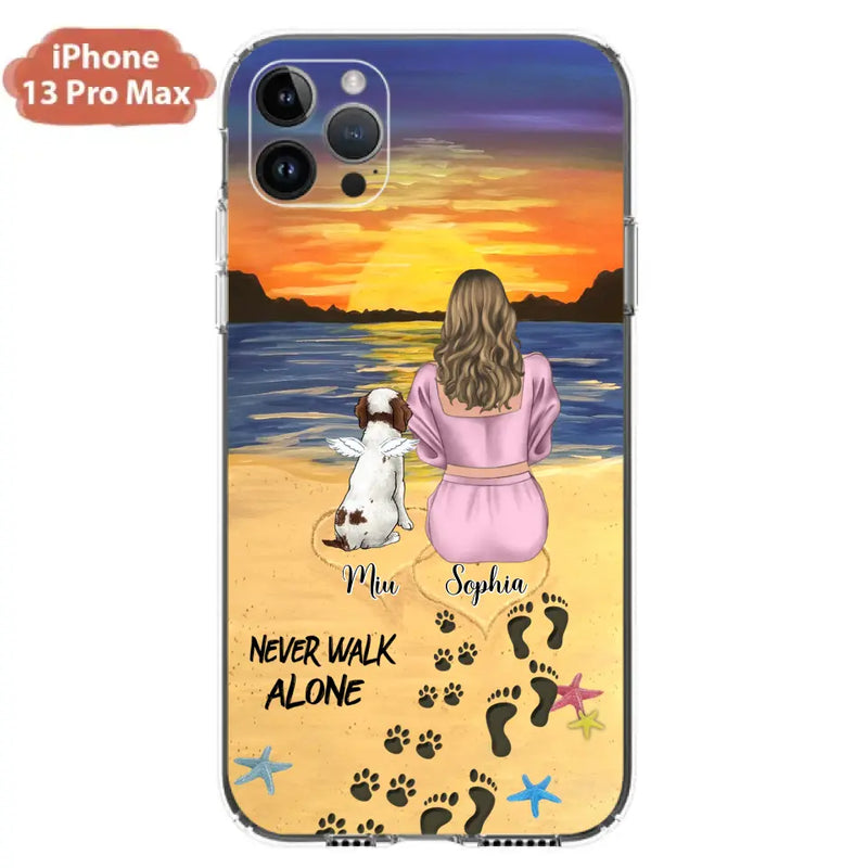 Personalized Memorial Dog Mom Phone Case - Up to 3 Dogs - Memorial Gift Idea for Dog Owners - Never Walk Alone - Case for iPhone/Samsung