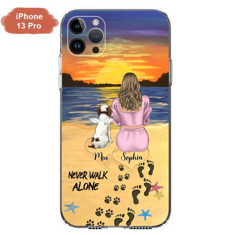 Personalized Memorial Dog Mom Phone Case - Up to 3 Dogs - Memorial Gift Idea for Dog Owners - Never Walk Alone - Case for iPhone/Samsung