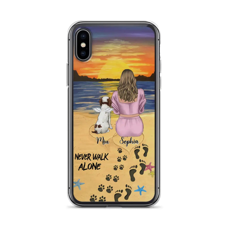 Personalized Memorial Dog Mom Phone Case - Up to 3 Dogs - Memorial Gift Idea for Dog Owners - Never Walk Alone - Case for iPhone/Samsung