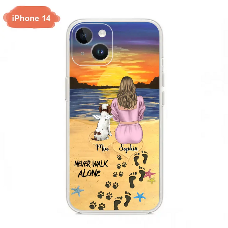 Personalized Memorial Dog Mom Phone Case - Up to 3 Dogs - Memorial Gift Idea for Dog Owners - Never Walk Alone - Case for iPhone/Samsung