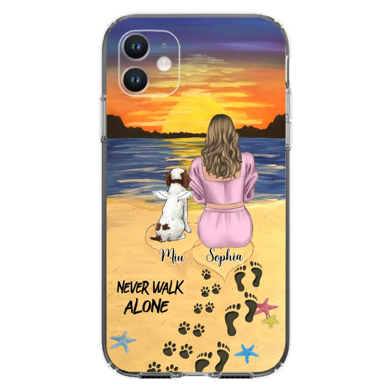 Personalized Memorial Dog Mom Phone Case - Up to 3 Dogs - Memorial Gift Idea for Dog Owners - Never Walk Alone - Case for iPhone/Samsung