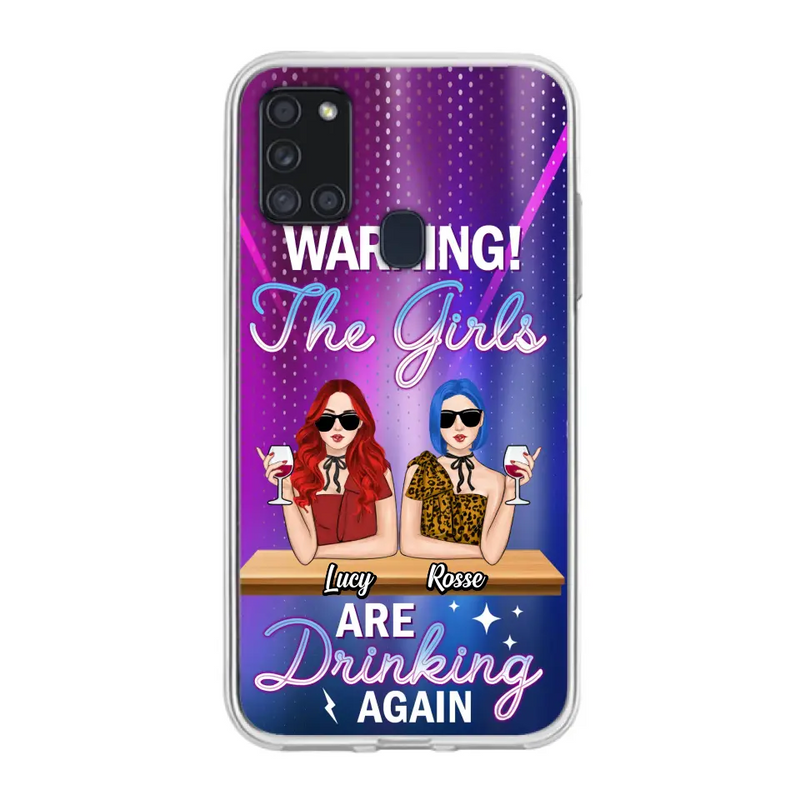 Personalized Besties Phone Case - Gift Idea For Friends/Besties - Up to 4 Girls - Warning The Girls Are Drinking Again - Case For iPhone/Samsung