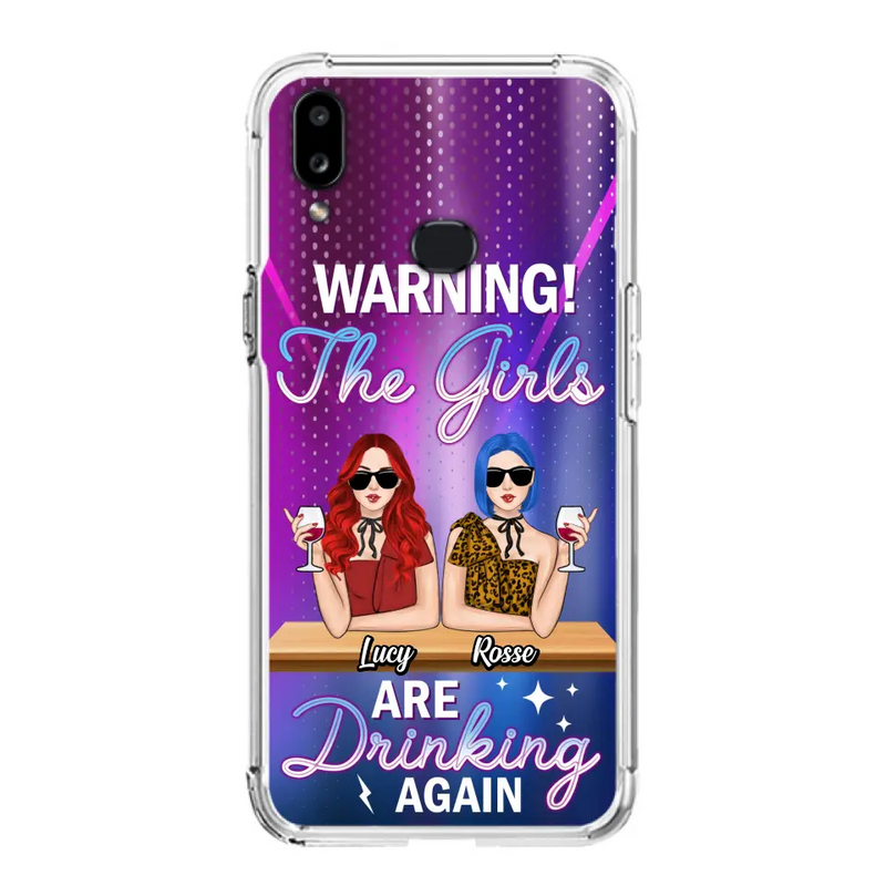 Personalized Besties Phone Case - Gift Idea For Friends/Besties - Up to 4 Girls - Warning The Girls Are Drinking Again - Case For iPhone/Samsung