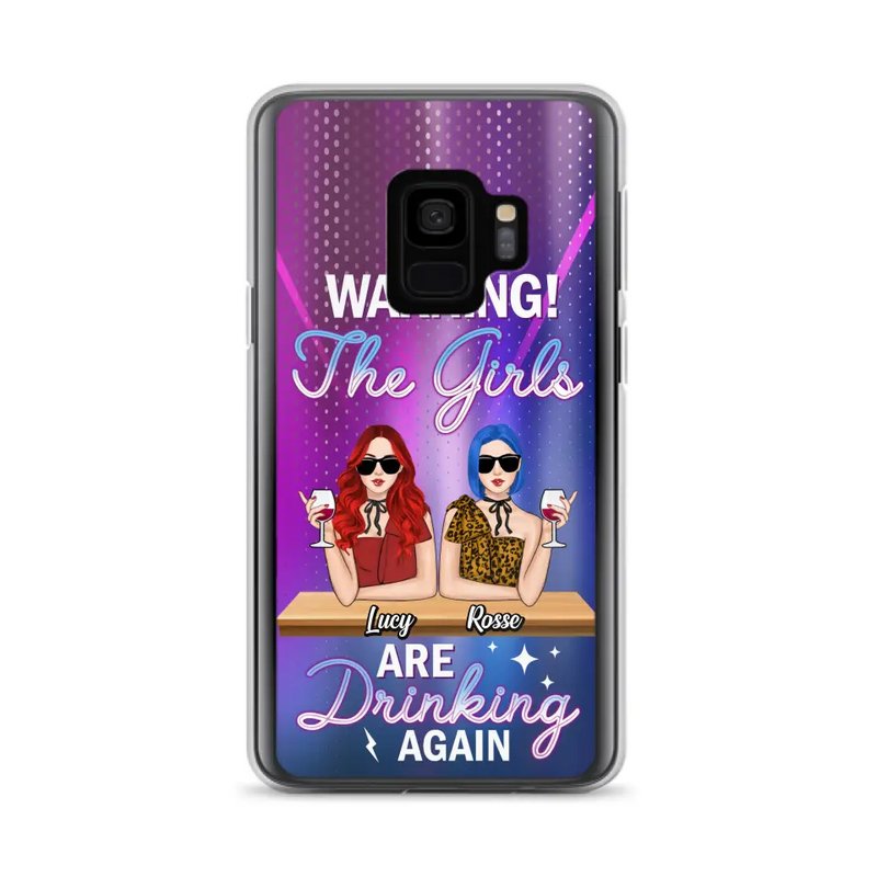 Personalized Besties Phone Case - Gift Idea For Friends/Besties - Up to 4 Girls - Warning The Girls Are Drinking Again - Case For iPhone/Samsung